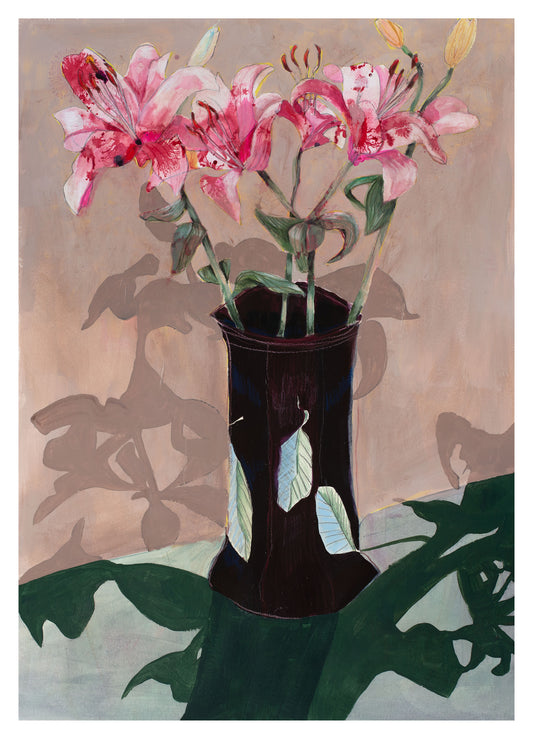 "Lilies with green shadow"