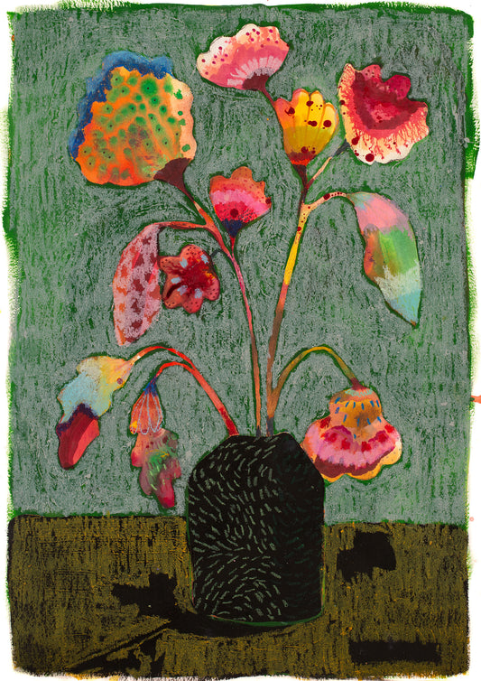 "Multi media still life with green"