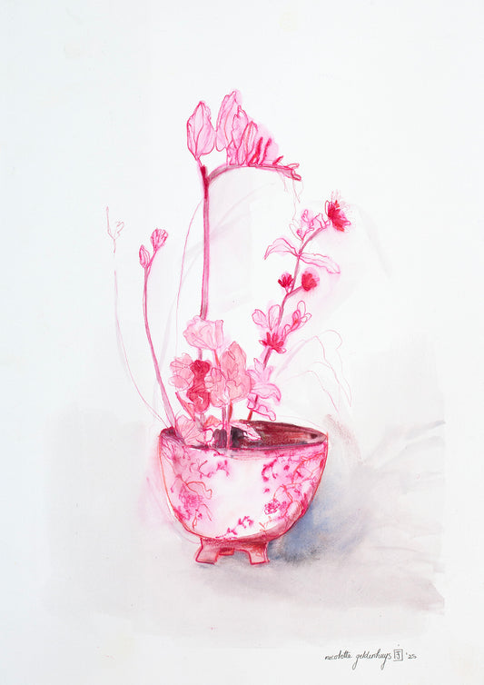 "Pink and red still life with freesia"