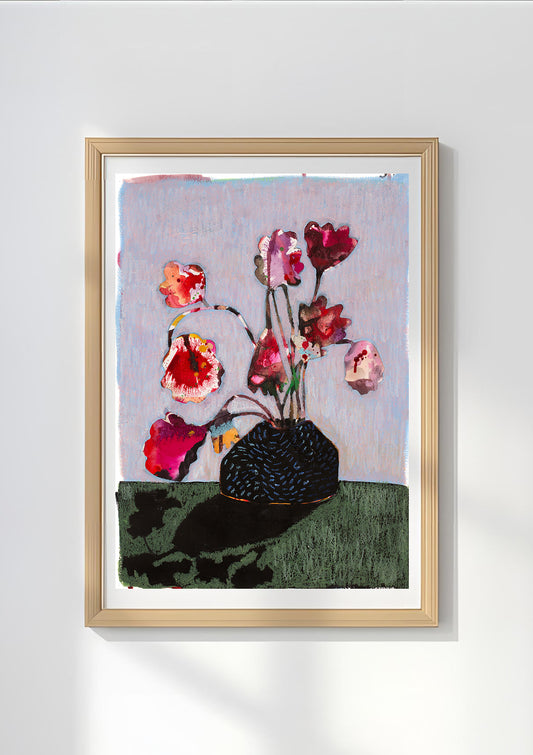 "Multi media still life with wonky bowl"