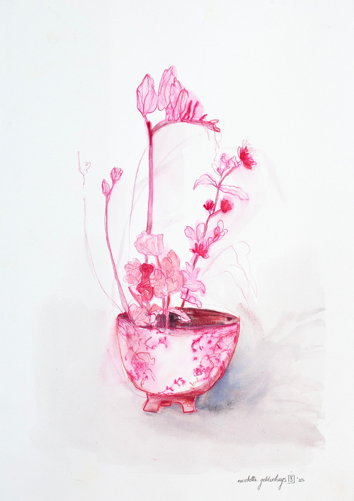 "Pink and red still life with freesia"