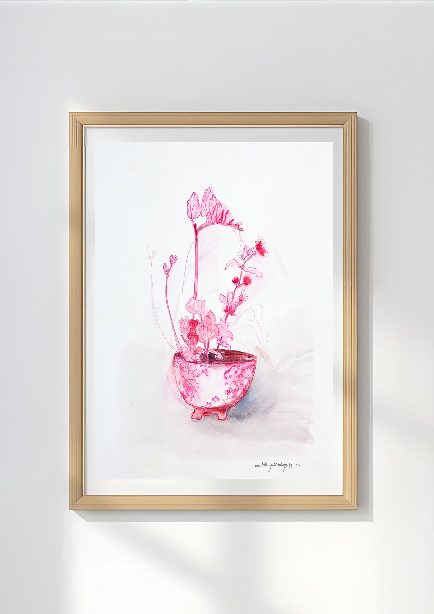 "Pink and red still life with freesia"
